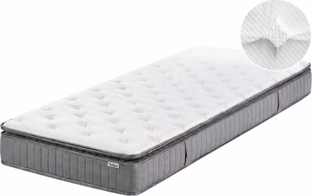 Materasso Hybrid BELIANI bianco con rivestimento rimovibile L/P/H: 90 x 200 x 25 cm