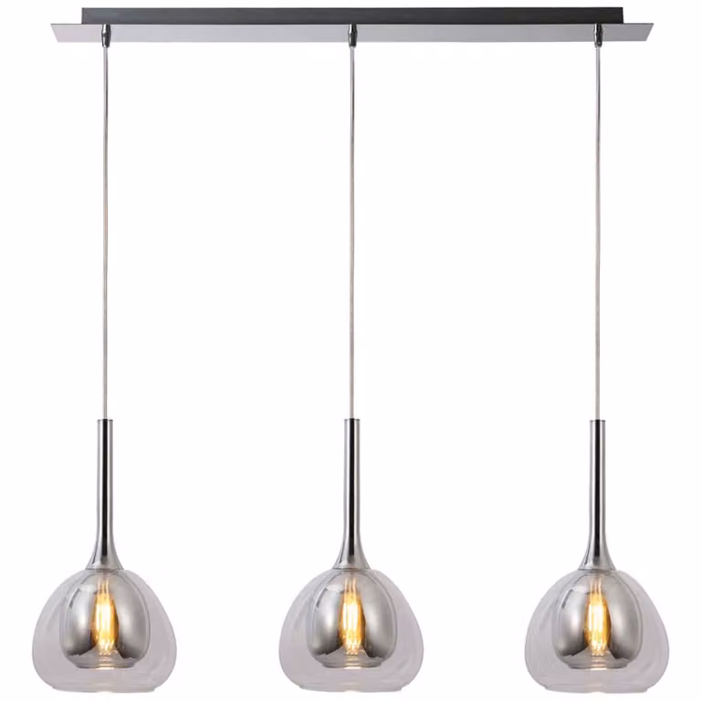 BRILLANTE lampada a sospensione, 3 luci Hadan argento IP20 E14 40 Watt dimmerabile g. f. Lampada a goccia