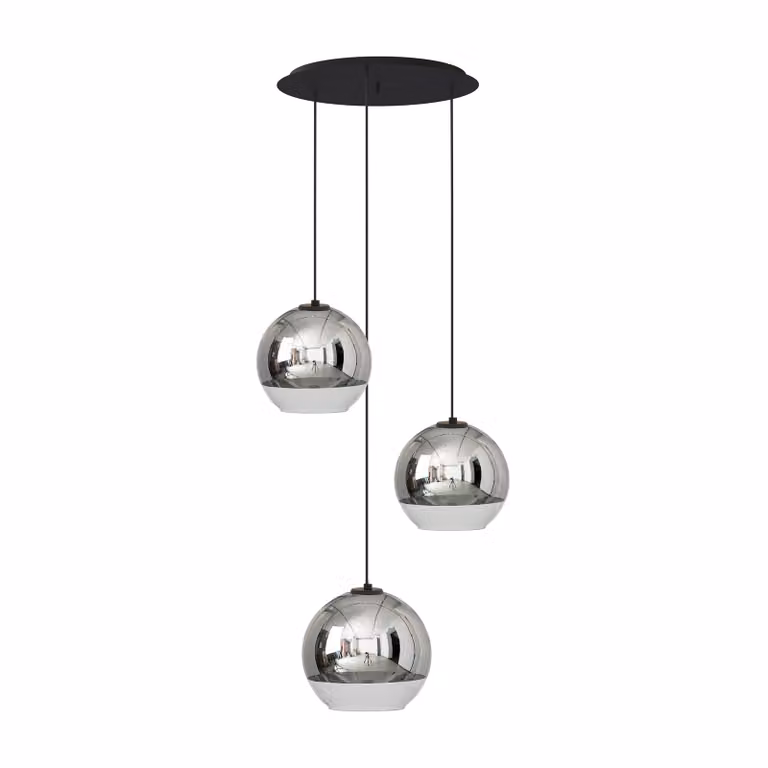 Lampadario GLOBE nero-cromato 3xE27x60W vetro, dimensioni: 120x50x50 cm, IP20, Nowodvorski Lighting