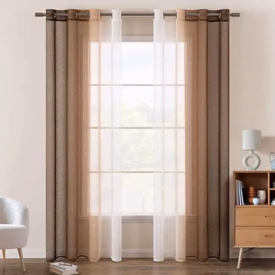 Voile gordini a doppia colorazione con anelli a ingranaggio - Tendaggio trasparente e leggero decorativo per la camera da letto - Set a 2 pezzi 140 x 245 cm bianco