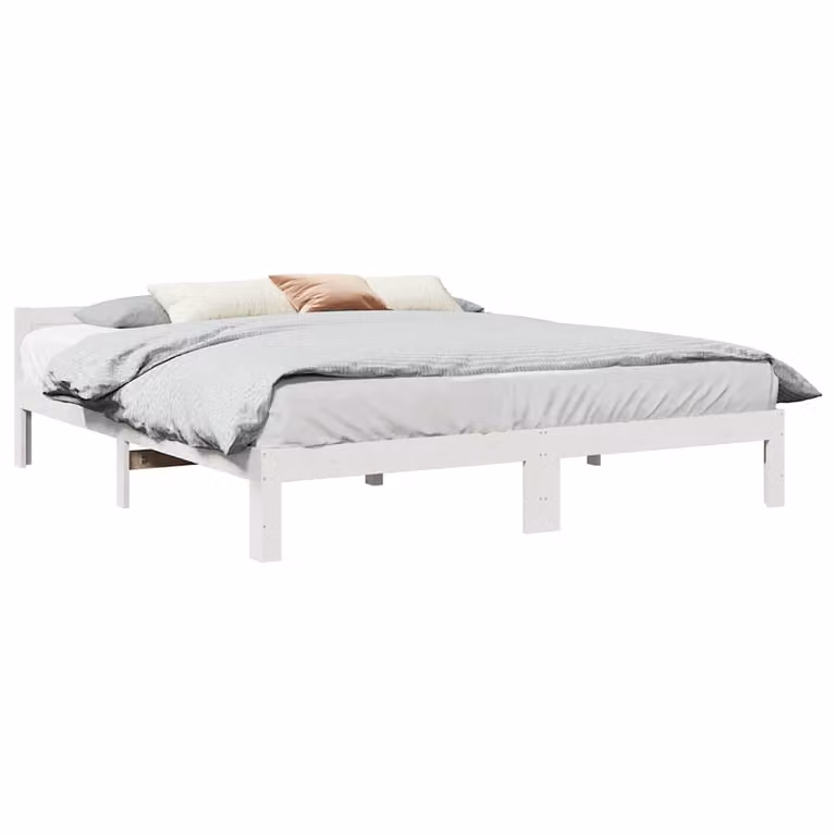 vidaXL Giroletto in legno massello di pino bianco con doghe piatte L: 160 cm, P: 200 cm