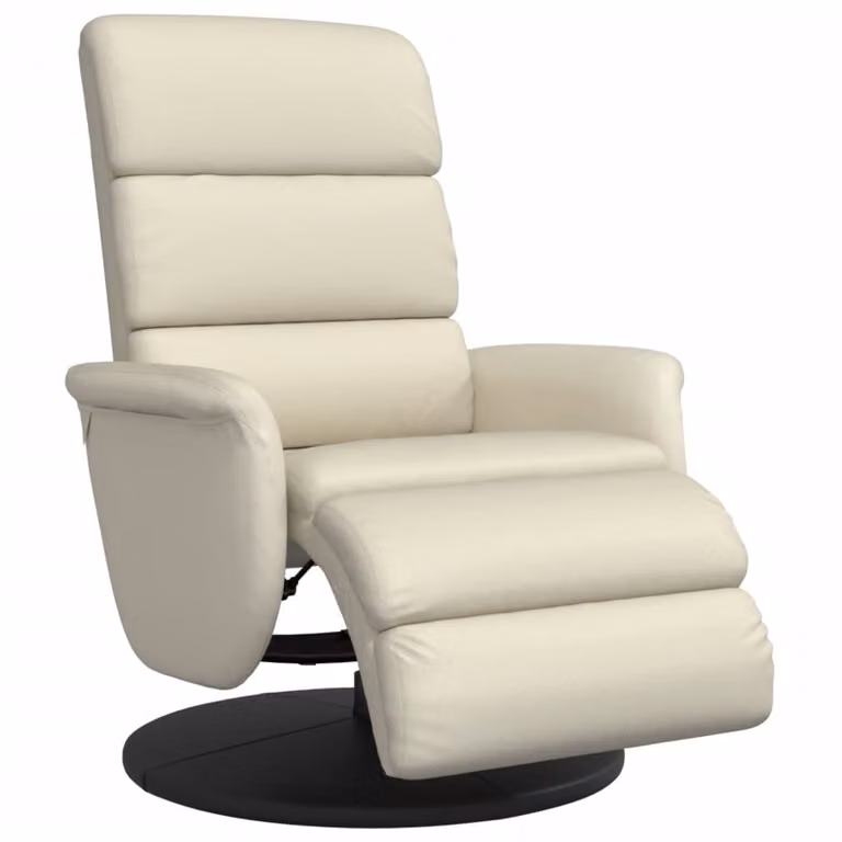 SYFAX™ Poltrona Reclinabile con Poggiapiedi Crema in Pelle finta