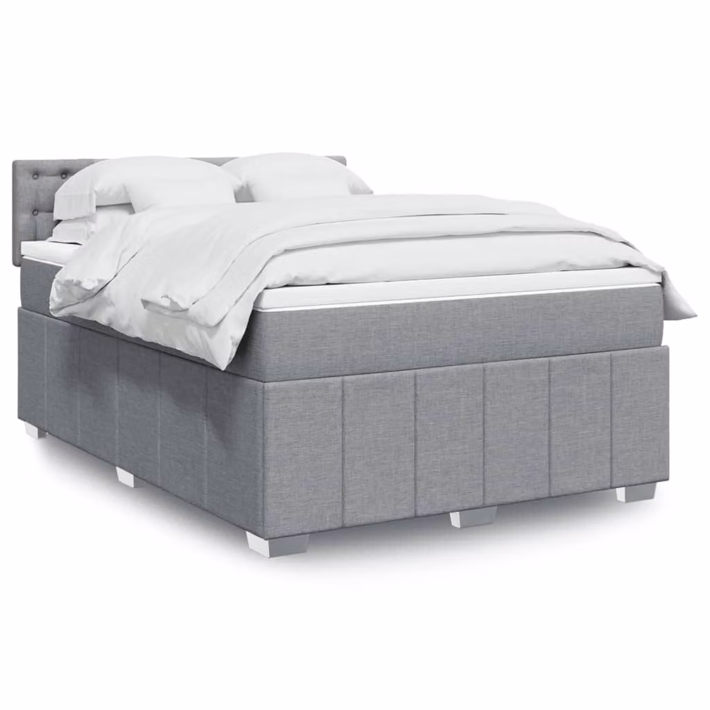 vidaXL Letto Ibrido con Materasso a Molle Insacchettate Grigio e Bianco L/P: 140 x 190 cm