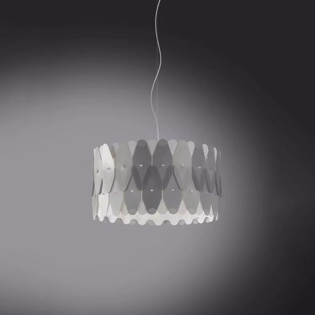 Lampada a sospensione moderna Amanda Polilux Linea Zero in argento e metallo cromo, diametro: 40 cm, attacco E27