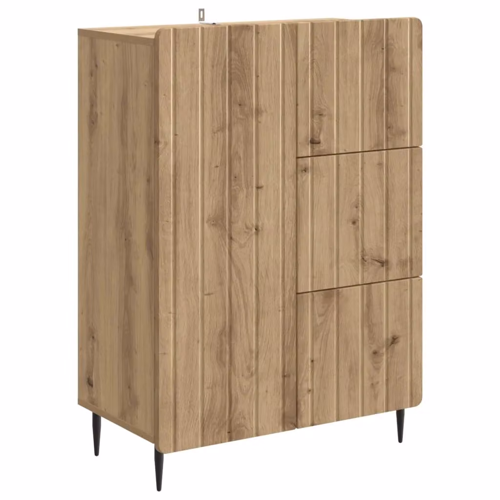 Credenza moderna in rovere e metallo vidaXL, colore marrone, L: 66 cm, P: 34,5 cm, H: 91,5 cm – 2