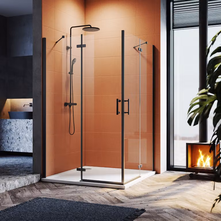 SONNI cabina doccia nera ingresso angolare doccia porta a battente cabina doccia nano vetro angolare doccia 100x100x195cm vetro temperato di sicurezza 6mm