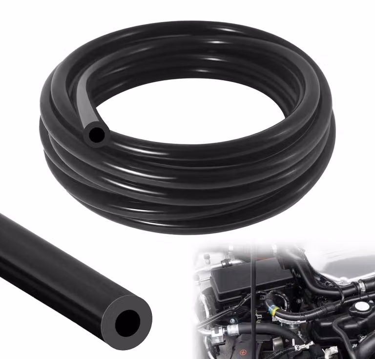 Tubo in silicone per vuoto, diametro interno 4 mm, diametro esterno 9 mm, lunghezza 3 metri, colore nero, resistente al calore