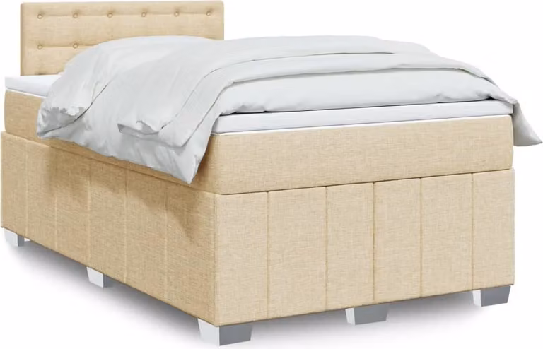Maison Exclusive - Letto boxspring con materasso Crema 120x190 cm Tessuto