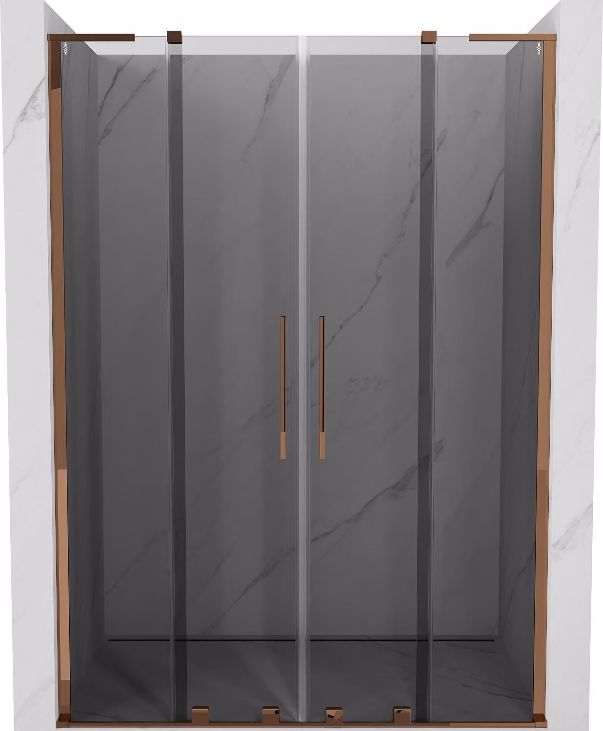 Mexen Velar L Duo porte doccia scorrevoli 140 cm, grafite, oro rosa - 871-140-003-42-60