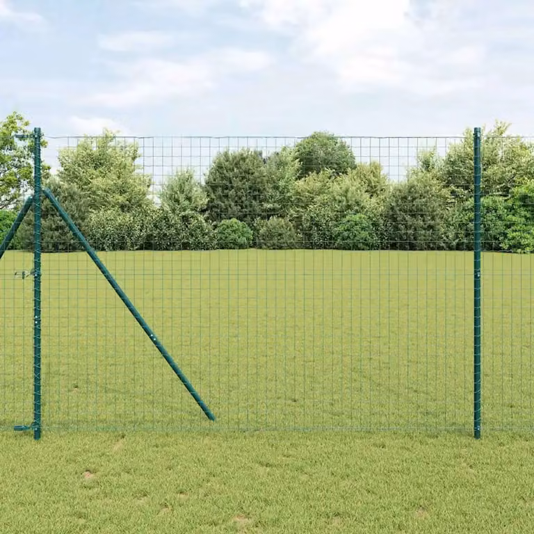 Recinzione in ferro rivestito in PVC verde vidaXL, L: 10 m, H: 1,5 m