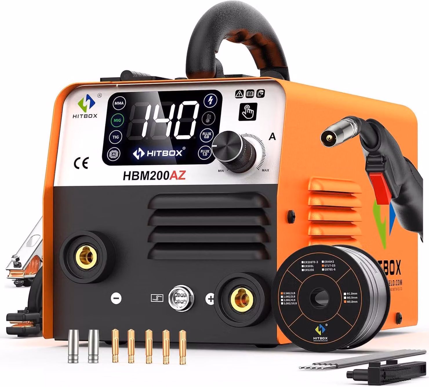 Saldatrice MIG 4-in-1, inverter IGBT compatta con funzionalità di saldatura a filo, ad arco, TIG (con sollevamento) e saldatura senza gas