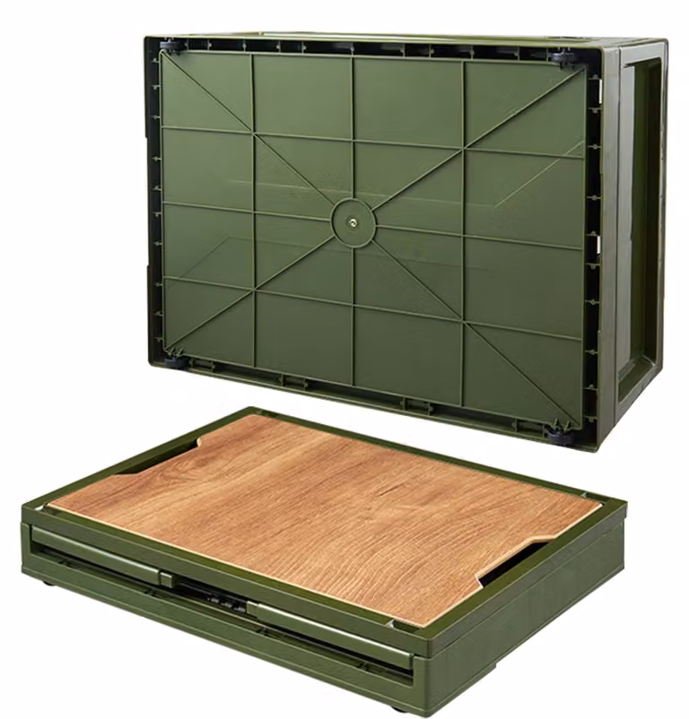 Contenitore da campeggio, capacità 2 x 38 litri, impilabile, in plastica, verde, per campeggio