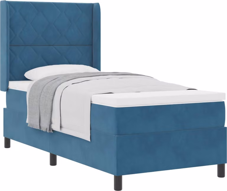 Letto a molle con testiera Blu 100 x 200 cm Velluto