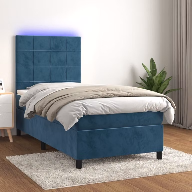 Maison Exclusive - Letto a Molle con Materasso e LED Blu Scuro 100x200 cm