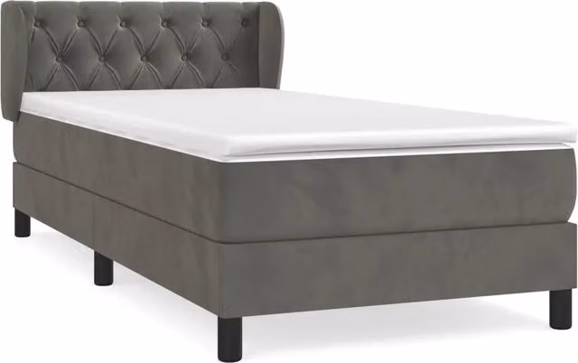 Letto singolo | Letto per adulti | Giroletto a Molle con Materasso Grigio Scuro 80x200 cm Velluto