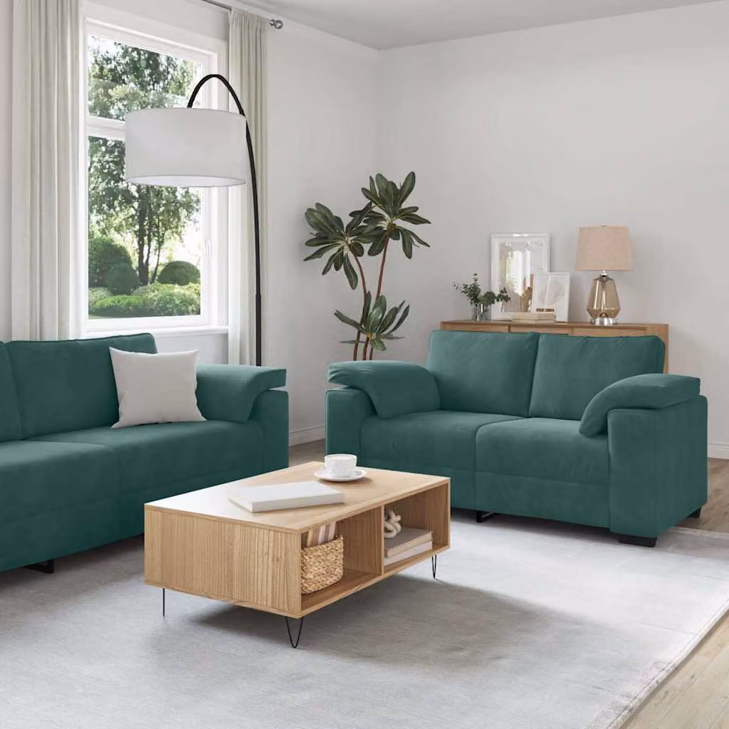Maison Exclusive - Set divano a 3 pezzi con cuscini in velluto verde scuro