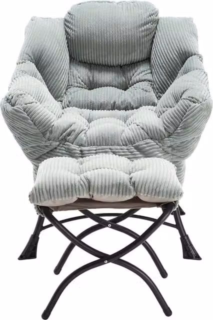 Poltrona lounge con pouf, braccioli e tasca laterale in tessuto verde chiaro, L: 69,9 cm, P: 64,0 cm, H: 95,0 cm