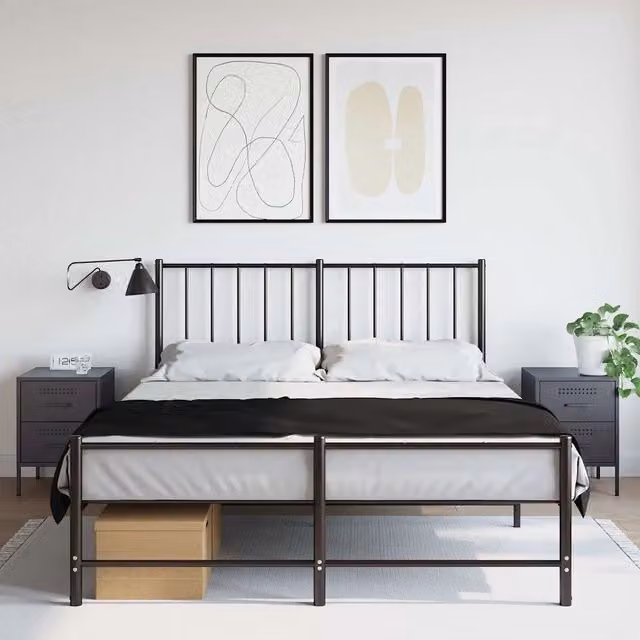 Set di 2 comodini Design Mania in metallo colore antracite L/P/H: 36 x 39 x 50,5 cm