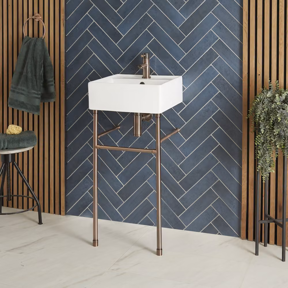 Lavabo Consolle da 400mm Completo con Lavabo con Consolle Bronzo Lucidato ad Olio - Halwell