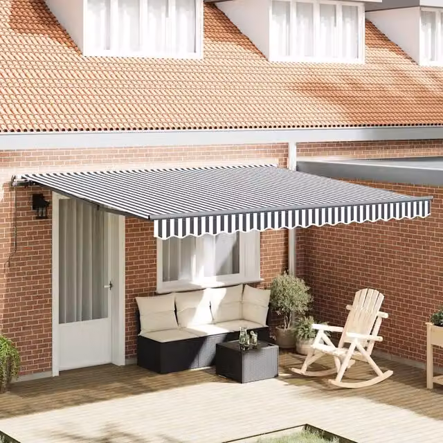 Tenda da Sole Retrattile Manuale-Tenda parasole per Patio Antracite e Bianco 400x300 cm