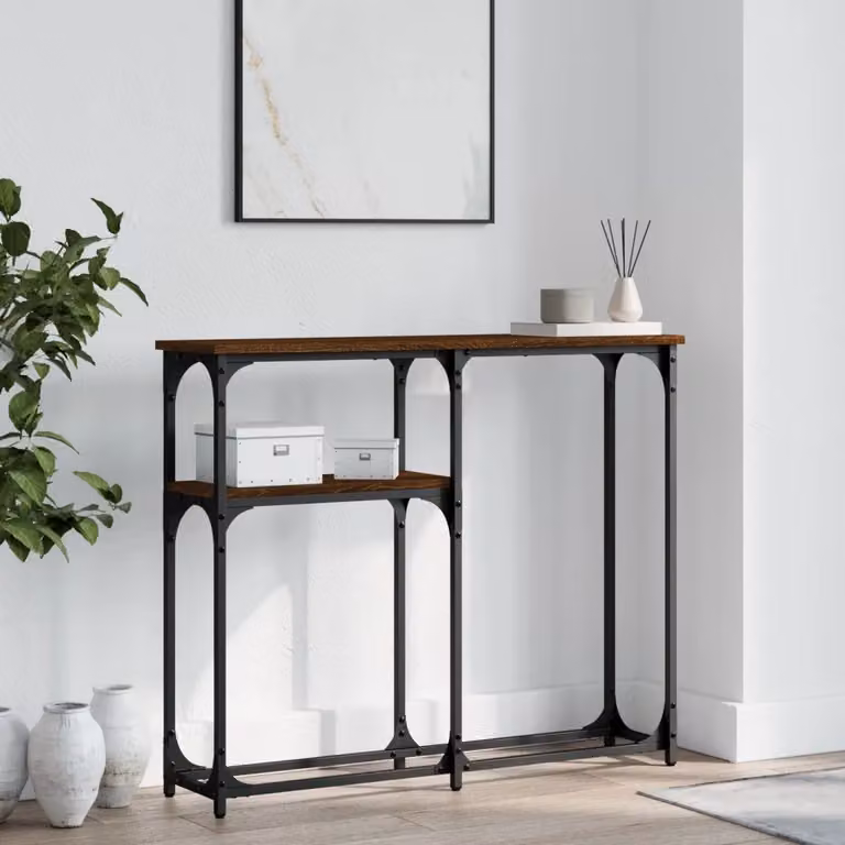 vidaXL Tavolo Consolle in Legno Rovere Marrone L 90 cm, P 22,5 cm, H 75 cm