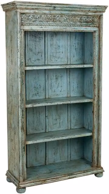 Libreria in legno di mango blu WANDERLUST DECO L/P/H: 100 x 40 x 180 cm