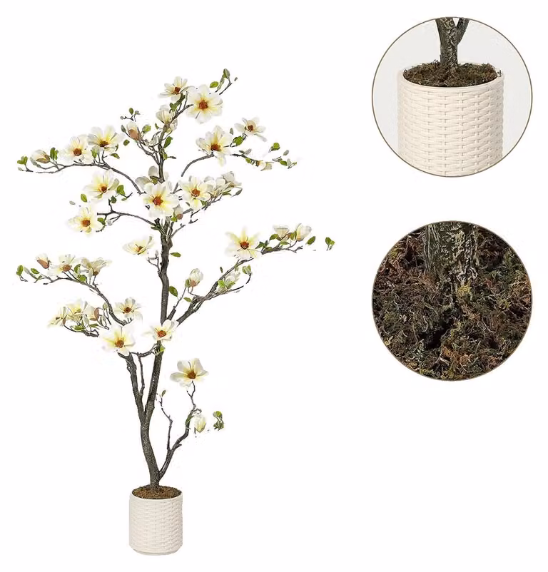 Albero di magnolia artificiale, design elegante, facile da curare, altezza 180 cm