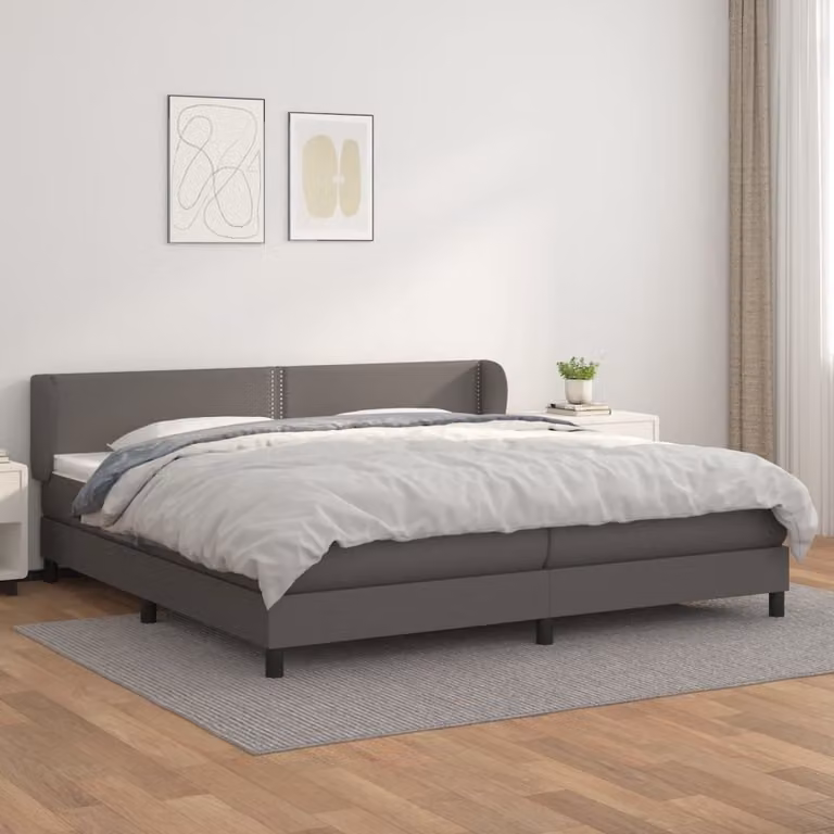 Maison Exclusive - Giroletto a Molle con Materasso Grgio 200x200 cm in Pelle finta