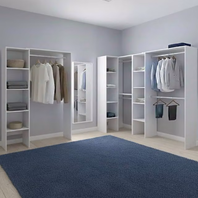 Armadio da camera da letto DMORA Comano Bianco con ante a battente e ripiani interni L: 369 cm, H: 187 cm