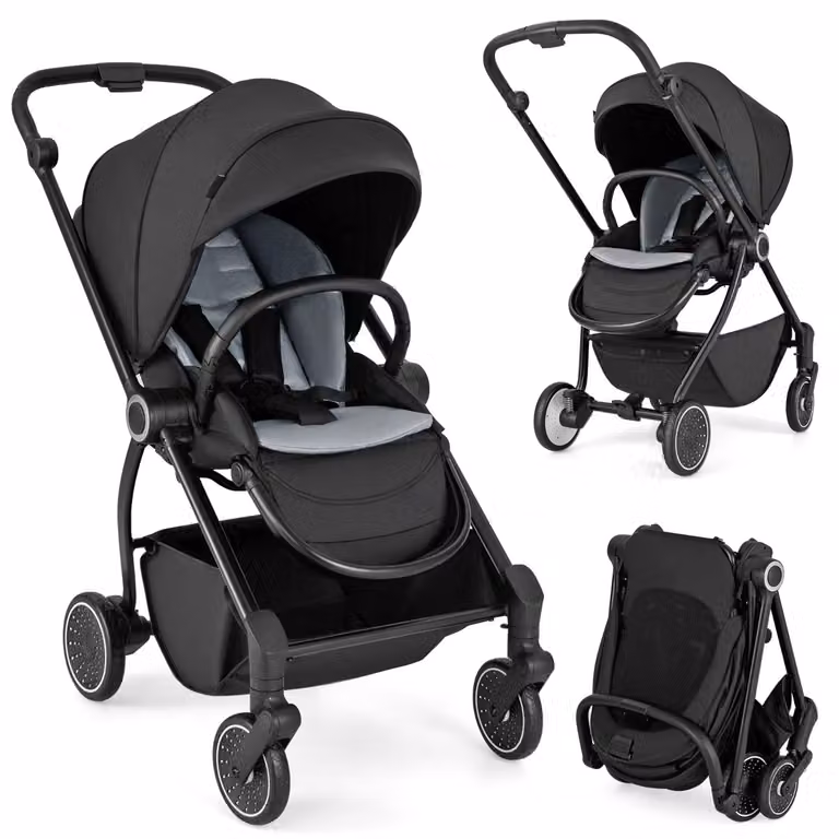 Passeggino pieghevole reversibile per bambini Costway in alluminio e metallo, Nero