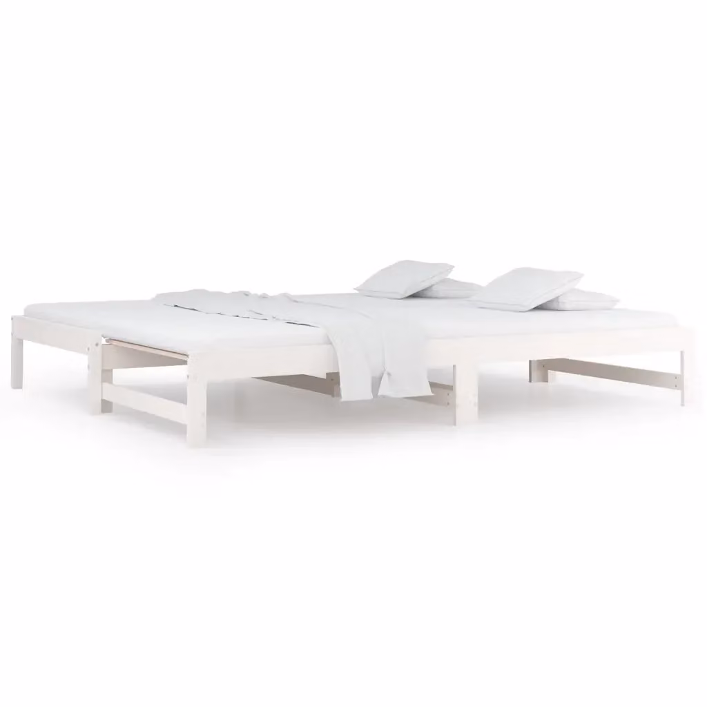 vidaXL Dormeuse Estraibile Bianca in Legno Massello di Pino per Adulti, 2x 80x200 cm – 2