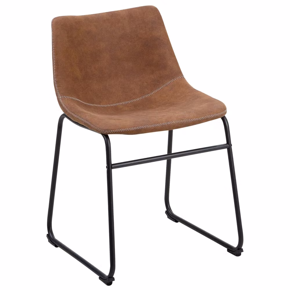 Set di 2 sedie da pranzo BELIANI in stile retrò con rivestimento in tessuto marrone e gambe in metallo nero – 2