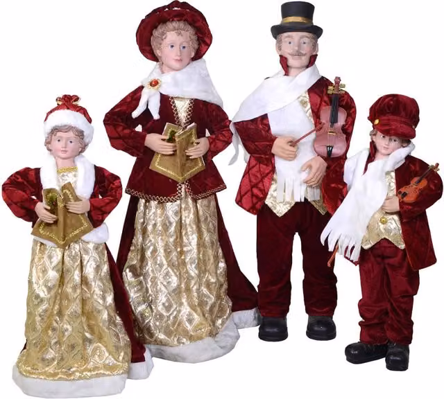 Famiglia cantori in Tessuto bordeaux set 4pz cm 21x15xh70