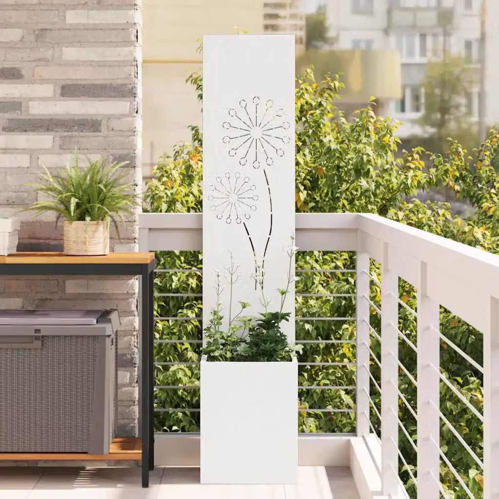 Schermo per privacy da giardino vidaXL in acciaio bianco, L/P/H: 32 x 32 x 150 cm
