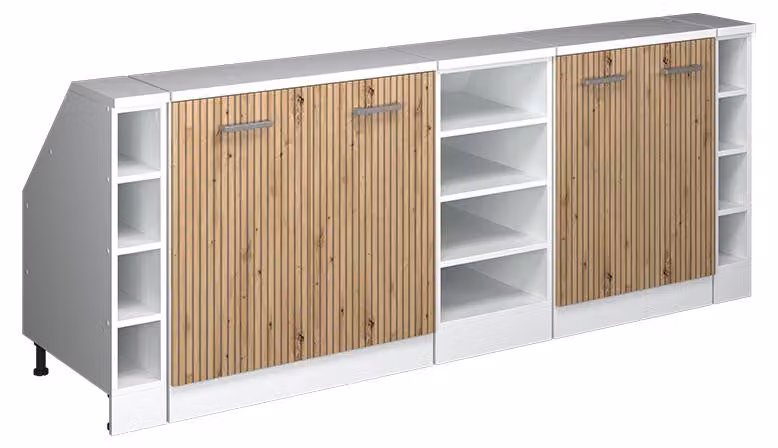 Mobile cucina sottotetto Vicco R-Line Rovere artigianale 210 cm Set di 5 carcasse armadio profondità 60 cm, Model 60065
