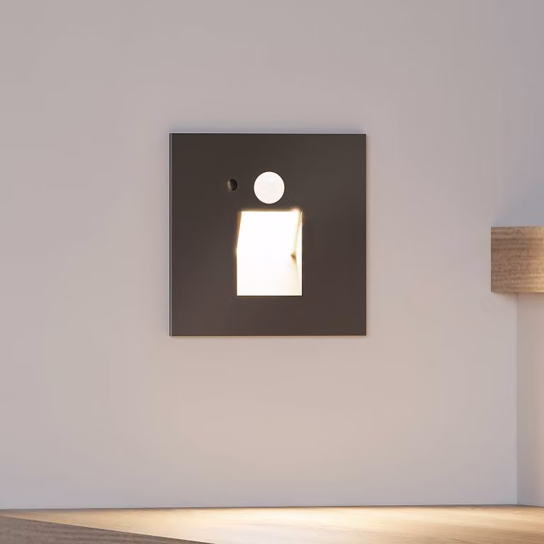 Arcchio Neru LED da incasso sensore angolare, nero, Nero, Soggiorno / Sala da pranzo, Alluminio, Moderno, Faretto da incasso a parete