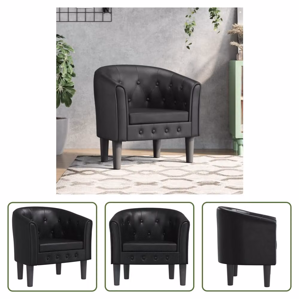 The Living Store Sedia club in Pelle finta nera