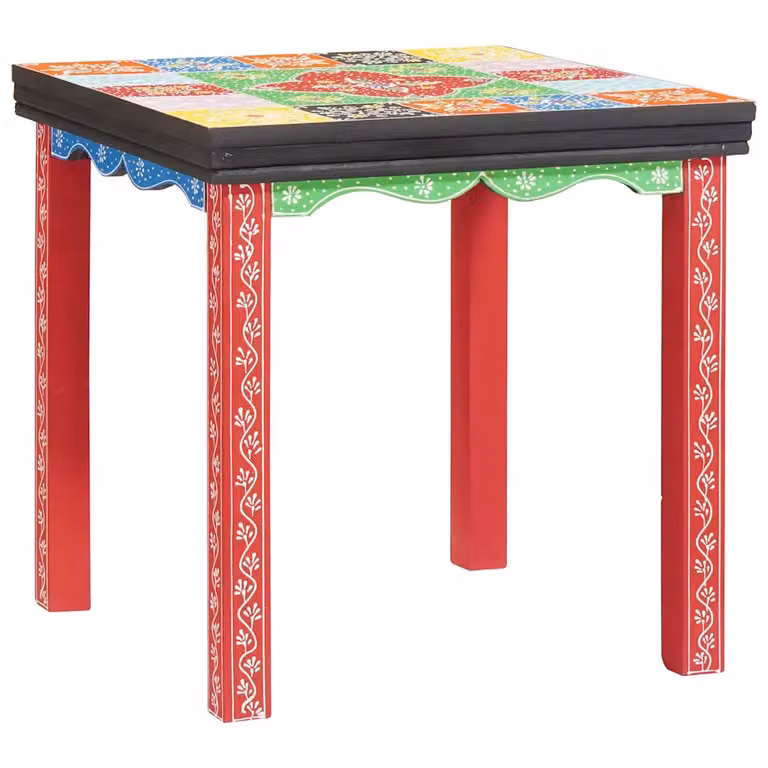 Set di 3 tavoli quadrati vidaXL in legno di mango stile boho multicolore L/P/H: 50 x 50 x 50 cm