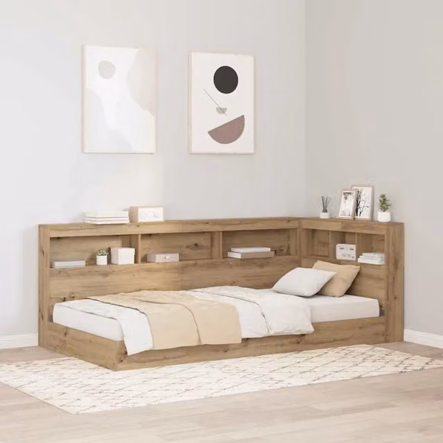 Testata del letto vidaXL in legno e metallo marrone con mensola integrata e porta di ricarica USB L 217,5 x P 107,5 x H 76,5 cm