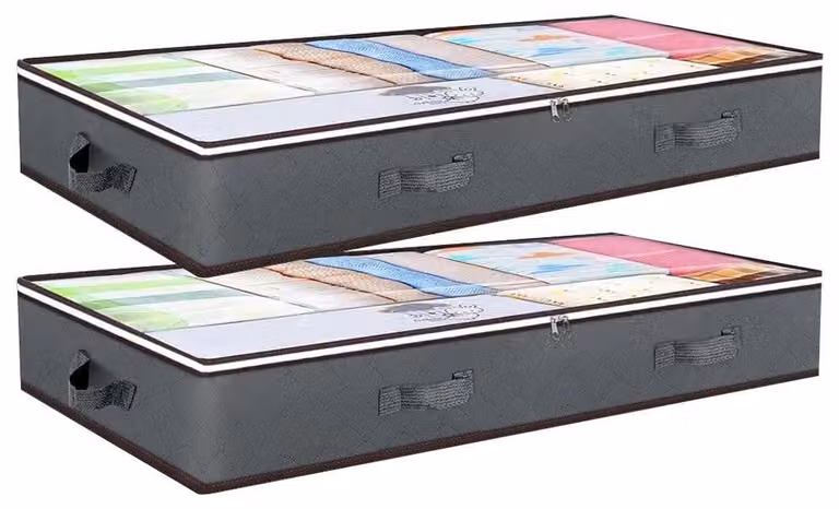Borsa portaoggetti da mettere sotto il letto - Sacca per riporre vestiti - Pieghevole, resistente alla polvere e all'umidità - Grande capacità, dimensioni 100x50x15 cm - Set da 2 pezzi