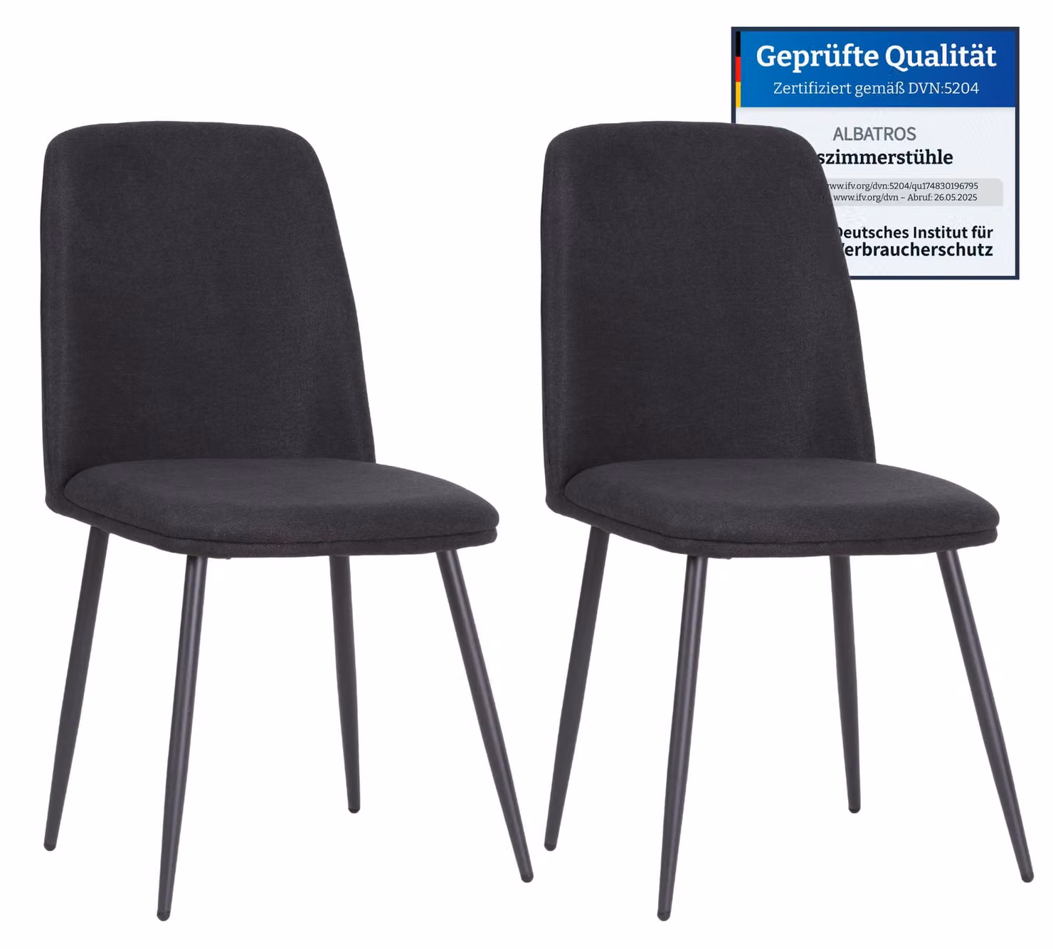 Sedia in tessuto Albatros BONO beige - set di 2 sedie da pranzo dal design moderno e retrò Rivestimento in tessuto DEKRA e di facile manutenzione