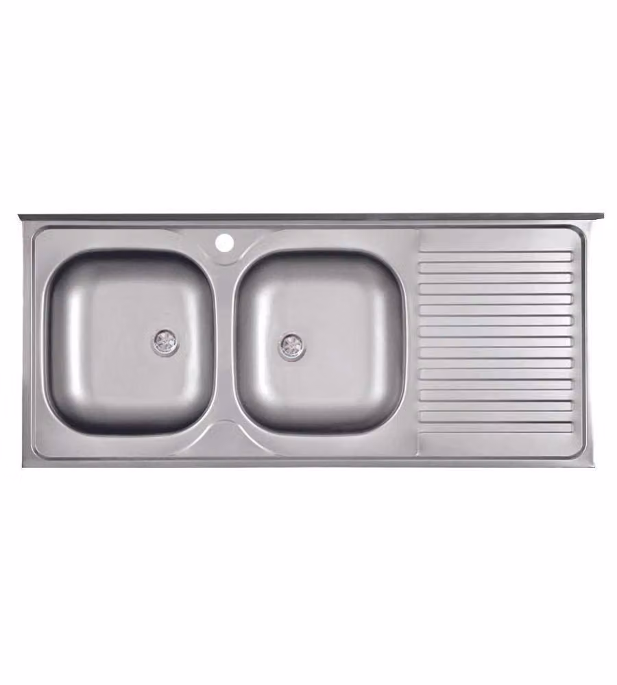 Lavello da Cucina Inox 50x120 cm 2 Vasche a Sinistra con Gocciolatoio