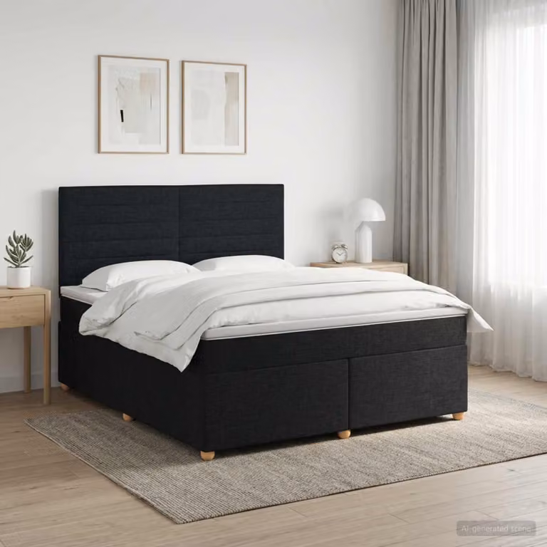 Maison Exclusive - Letto boxspring con materasso nero 180 x 200 cm Tessuto
