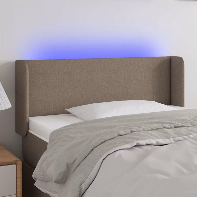Testiera per letto con illuminazione LED e porta di ricarica USB vidaXL in tessuto beige L: 83 cm, P: 16 cm, H: 78-88 cm