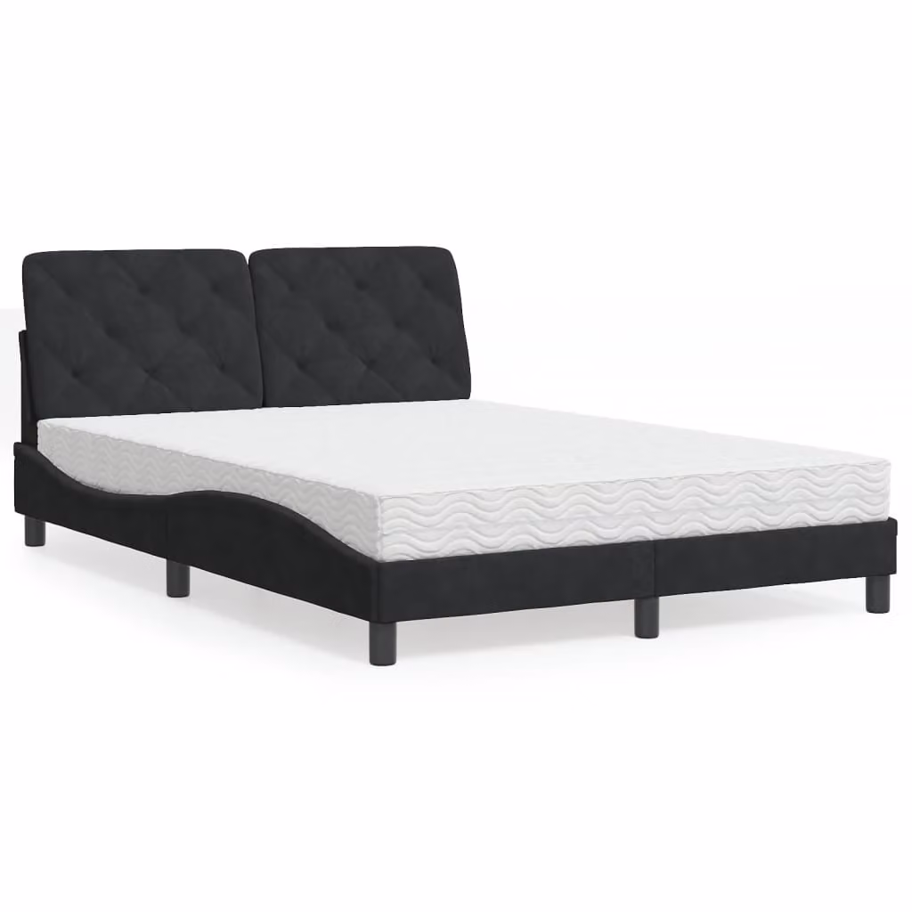 Letto con Materasso vidaXL in Velluto Nero L/P/H: 120 x 200 cm – 1