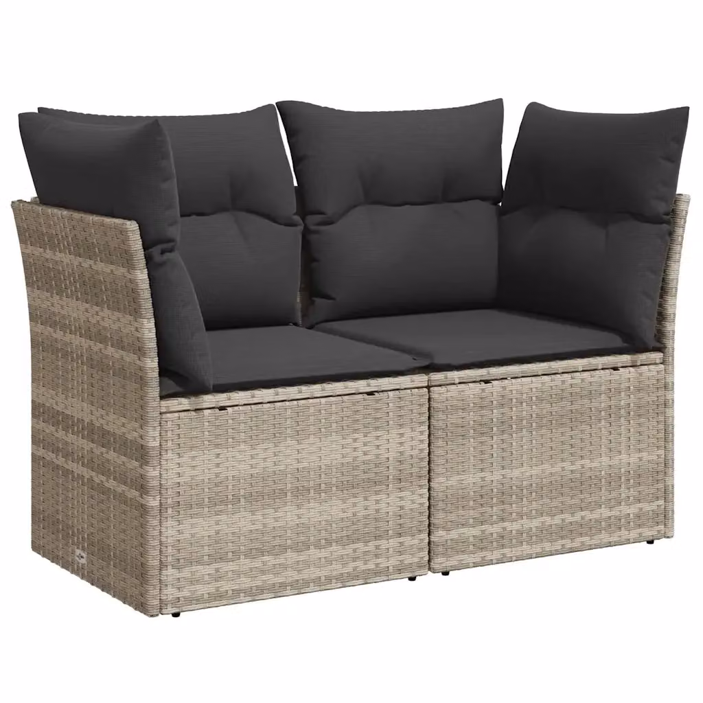 Divano da giardino a 2 posti vidaXL in polyrattan grigio con cuscini imbottiti e coperture rimovibili L: 124 cm, P: 69 cm, H: 62 cm – 2
