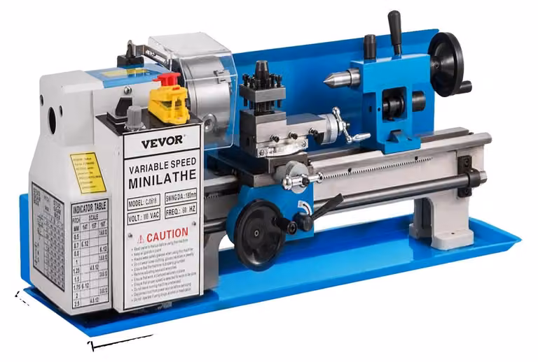 Tornio per metalli, potenza 550 W, display digitale, ingranaggi in nylon