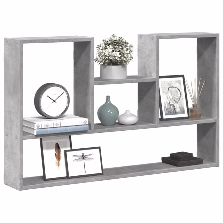 Scaffale a muro moderno vidaXL in MDF grigio cemento, L: 99 cm, P: 15 cm, H: 60 cm