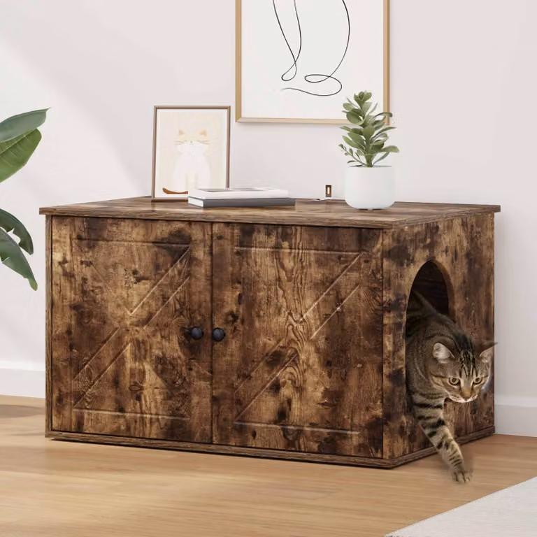 Casa per Gatti vidaXL in Rovere Fumo, L: 85 cm, P: 55 cm, H: 50,5 cm