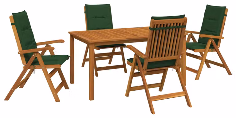 Set da pranzo da giardino composto da 5 pezzi, in legno massello di acacia naturale